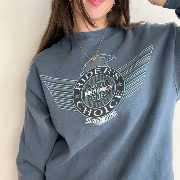 Vintage 1995 Harley Davidson of Reno Nevada Pullover Grey / Blue Crewneck - Picture 2 of 13